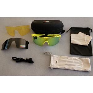 XIYALAI Sport Sunglasses Neon Yellow w/3 Interchangeable Lenses-Men/Women-NEW!